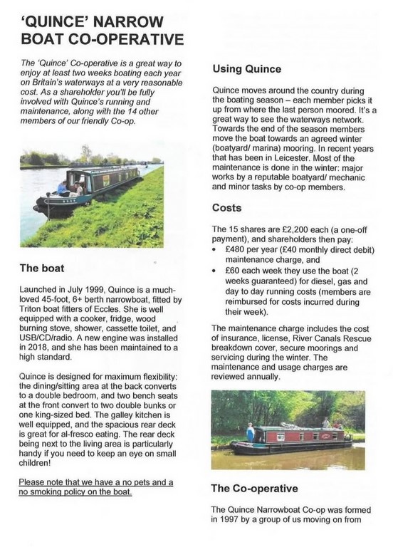 Shared narrow boat Quince