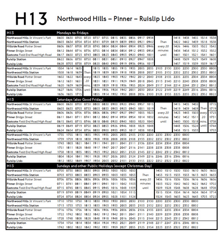 H13 timetable 1